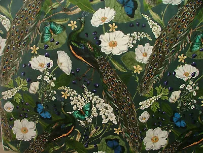 £2.99 • Buy Peacock Butterflies Birds Botanical Curtain Upholstery Cushion Velvet Fabric