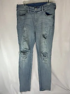 H And M Men’s Acid Wash Ripped Skinny Jeans 36 X 32 • $23