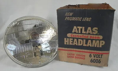 Atlas Controlled Beam Headlamp #6006 6 Volt 7  Round Prismatic Lens New NOS • $27.50