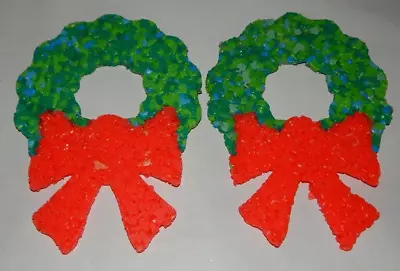 Vintage Melted Plastic Popcorn Small 8  Christmas Wreaths - Pair Of 2 EUC • $22.50