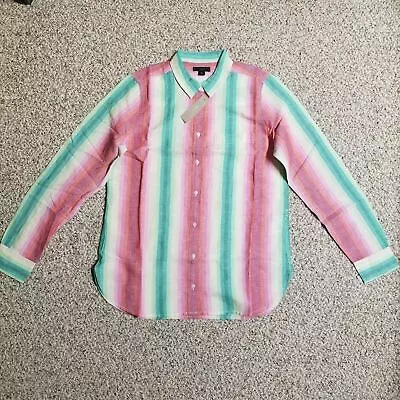 Nwt J Crew 8 10 12 14 Classic-fit Boy Shirt In Rainbow Stripe Red Green Aj424 • $9.99