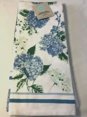 Martha Stewart Kitchen Towels (3) Hydrangea Blue Waffle Stripe 100% Cotton Nwt • $18.99