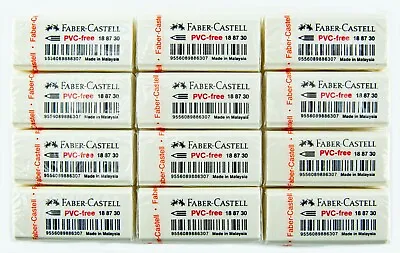 Faber Castell Lot Of 12 Soft Plastic Erasers PVC Free Latex Free White Block • $12.95