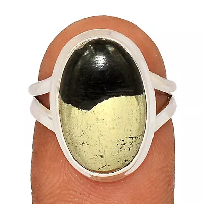 Natural Pyrite In Magnetite 925 Sterling Silver Ring Jewelry S.6 CR30406 • $11.99