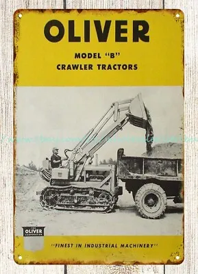 1953 Oliver Model B Crawler Tractor Farm Barn Agriculture Metal Tin Sign • $18.86