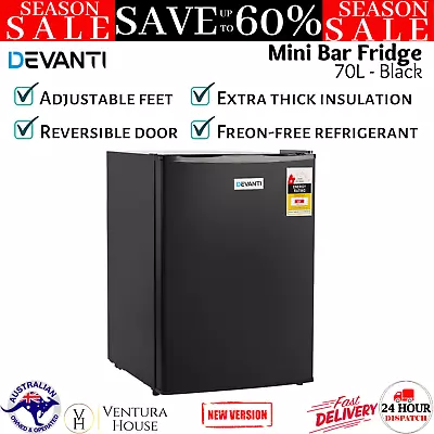 $222.99 • Buy Devanti Bar Fridge Mini Freezer Portable Refrigerator 70L Small Cooler Chiller