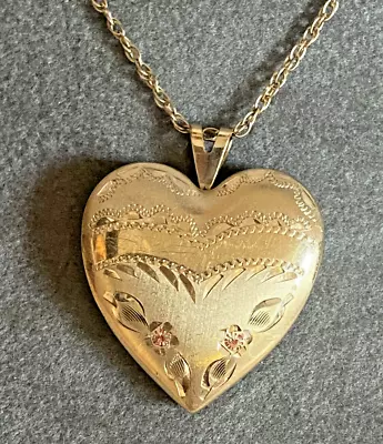 VTG PPC Princess Pride 14K Gold Fill Floral Rose Heart Locket Pendant NECKLACE • $49.95