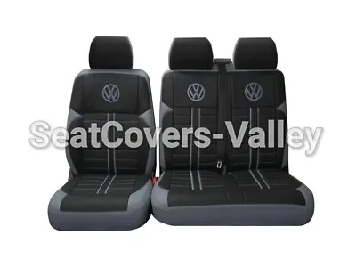 VW Transporter T5 T6 6 Seater Leatherette Seat Covers With VW Logos • $398.26