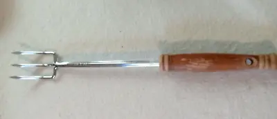 Vtg A&J ? Stainless Steel 3 Prong Meat Fork W/Turned Wood Handle BBQ Made In USA • $13