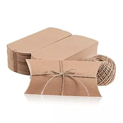  Pillow Boxes 100-Pack Pillow Gift Boxes With Twine Rope Kraft Mini Favor  • $29.03