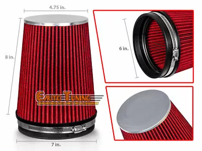 6  Inlet Cold Air Intake Cone Round Universal TRUCK FILTER RED For Dodge • $23.99