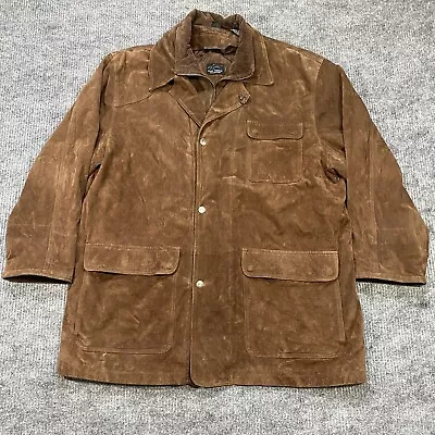 Vtg Greg Norman Suede Leather Clasp Coat Jacket Thick Brown EUC - Men’s XL • $50