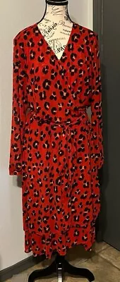 Cabi Red Sheer Wrap Leopard Dress XXL • $14