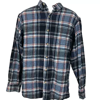 Red Head Flannel Shirt Men M Blue Plaid Outdoor Lumberjack Hipster Heavy Cotton • $7