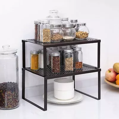 Set Of 2 Metal Kitchen Cabinet Counter Shelf Organizer Stackable Expandable • $21.99