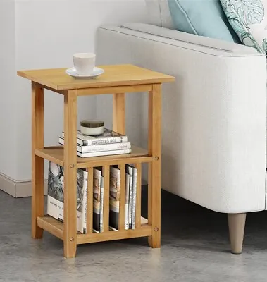 Small Oak Effect Magazine Rack Side Table - Wooden Coffee / Lamp Storage Stand • £79.99
