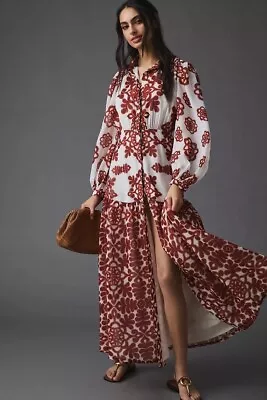 Anthropologie Vineet Bahl Vineet Bahl Printed Shirt Dress Embroidered Small NEW • $157.92