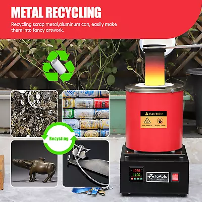 TOAUTO 3KG Metal Smelting Furnace Kit Gold Silver Refining Casting Jewelry Tool • $199.49