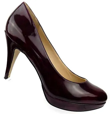 Enzo Angiolini Womens High Heels Size 9M Wine Color Faux Patent Leather • $29.75