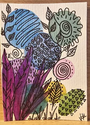 Watercolour ACEO Patterns & Ink Design Original Painting In Sleeve Vicki 2024 • £3.50