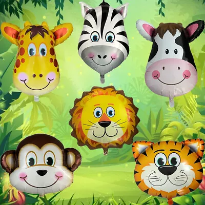 6 X Animal Foil Balloons Safari Party Farm Birthday Balloons Jungle Monkey Head • £2.99