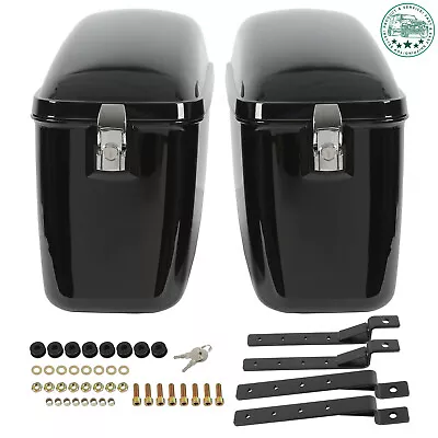 Universal Motorcycle Hard Side Box Saddle Bag For Harley Honda Yamaha Cruisers • $135