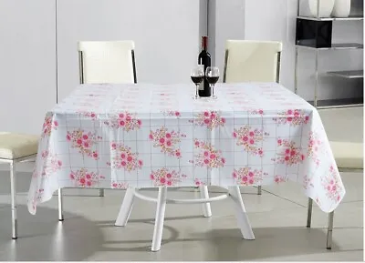 UK Stock Elegant Wipe Clean Tablecloth Oilcloth Vinyl PVC Printed Flower • £10.49