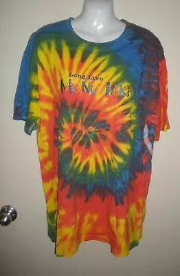 #487 Mens L Long Live Mono Lake Bright Retro Spiral Tye Dye Vacation Yellow Blue • $12