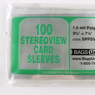 100 Archival Stereoview Sleeves 1.5mil Stereoscopic Stereograph Stereoscope Card • $16.95