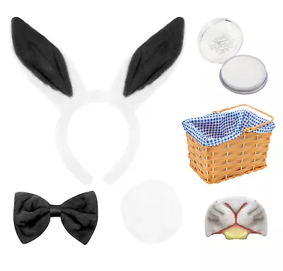 Black Easter Bunny Costume Ears Tail Nose Face Paint Basket Rabbit Fancy Dress • £14.99