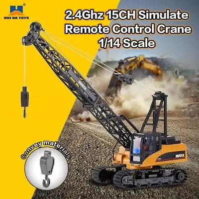 HUINA 1572 1/14 2.4G 15CH Alloy Crane Truck Engineering Vehicle RC Car RTR Toys • $89.99