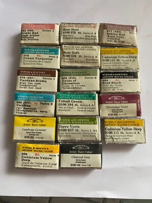 £399 • Buy Winsor & Newton Artists’ Watercolour Paint 17 Mixed Full Pan Vintage England