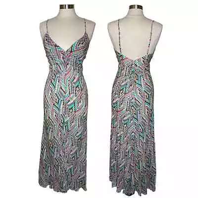 Vix Paula Hermanny Printed Tie Waist V-Neck Long Maxi Dress Women’s Medium • $29.99