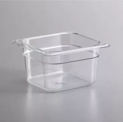 6 PACK Clear Plastic Steam Prep Table Food Pan 1/6 SZ 4  Deep Polycarbonate  NSF • $30