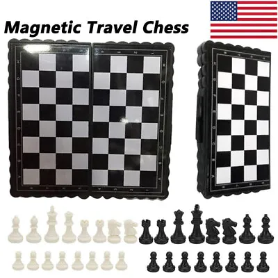 Magnetic Chess Travel Set With Folding Case Portable Chessboard Storage Box Gift • $8.30