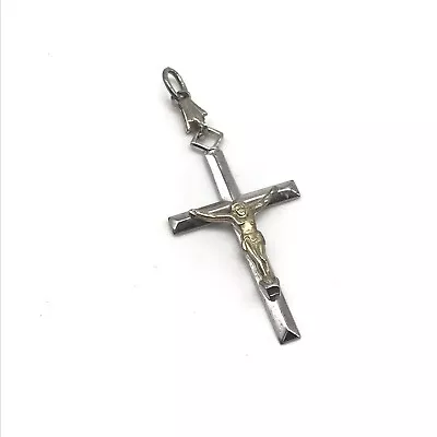Vintage 925 Sterling Silver Jesus Crucifix Cross Religious Pendant • $34.99