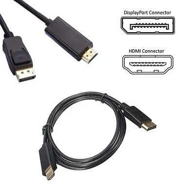 £4.95 • Buy DisplayPort DP To HDMI MALE-to-MALE LCD PC HD TV LAPTOP AV CABLE ADAPTOR 1.8m UK