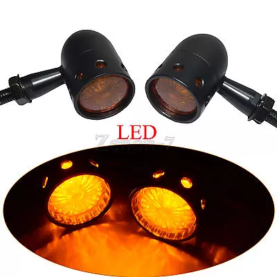 Black Amber LED Grille Bullet Turn Signal Light Running For Harley  Motocycle  • $28.39