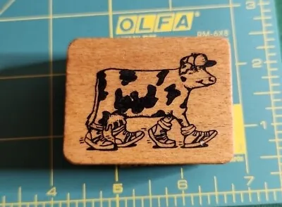 Vintage Comotion Rubber Stamp: COW IN TENNIS SHOES  VERY FUN! EUC B8 • $5.59