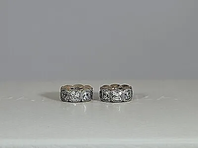 2 Authentic Pandora Sterling Silver ALLURING CUSHION Clear CZ Spacers #792027CZ • $70