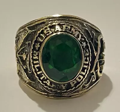 Vintage Ring US ARMY MILITARY POLICE GREEN Stone Vietnam War Era • $30.99