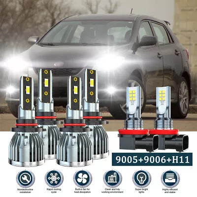 $74.99 • Buy 6x For Toyota Matrix 2009-2014 LED Headlight High/Low Beam+Fog Light White 6000K