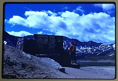 35mm Color Slide Kodachrome 1959 Loveland Pass Sign Marker Continental Divide • $34.11