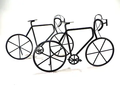 Inspired Art 2 Miniature Metal Bike Wrought Iron Black 8.5  Length 5  Height • $18