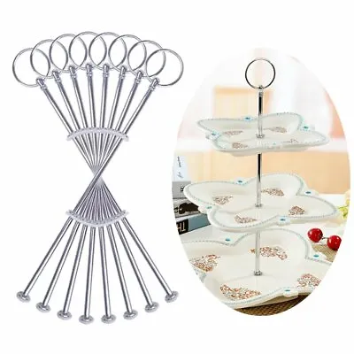 8 Sets 3 Tier Cake Plate Stand Handle Fittings Silver For Tea Shop Room Hotel • £13.59