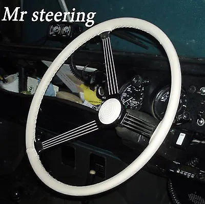 For Bentley Mk6 1946-52 White Italian Leather Steering Wheel Cover Best Quality • $71.82