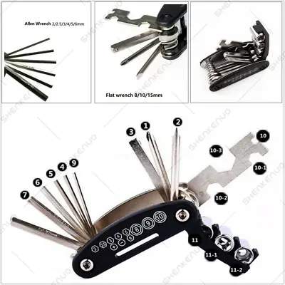 $11.69 • Buy Parts Motorcycle Repair Tool Set Hex Wrench+Screwdrivers+Allen Key+Nuts For Moto