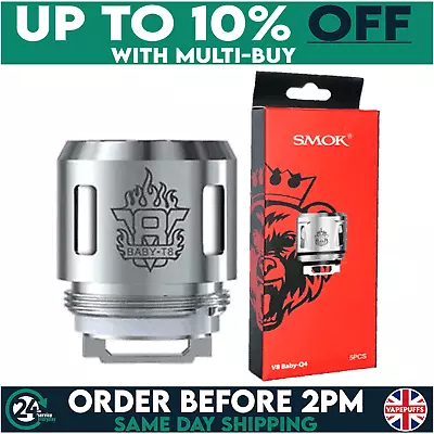 SMOK® TFV8 Baby Beast Coils | 5 PACK | MESH STRIP Q4 T12 | Authentic | UK STOCK • £4.45