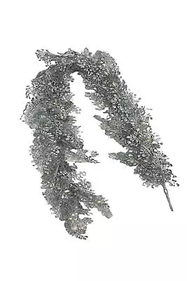 Martha Stewart 5' Lit Glittered Fern Garland Silver • $47.99