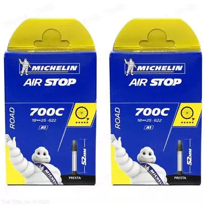 (2) Two Michelin Airstop 700 X 18-23-25 52mm Presta Road Bike Inner Tubes Butyl • $14.95